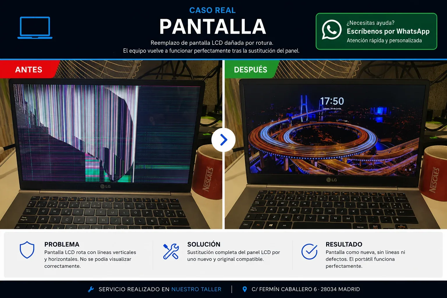 Cambio de pantalla de portátil en taller PcyPortatil
