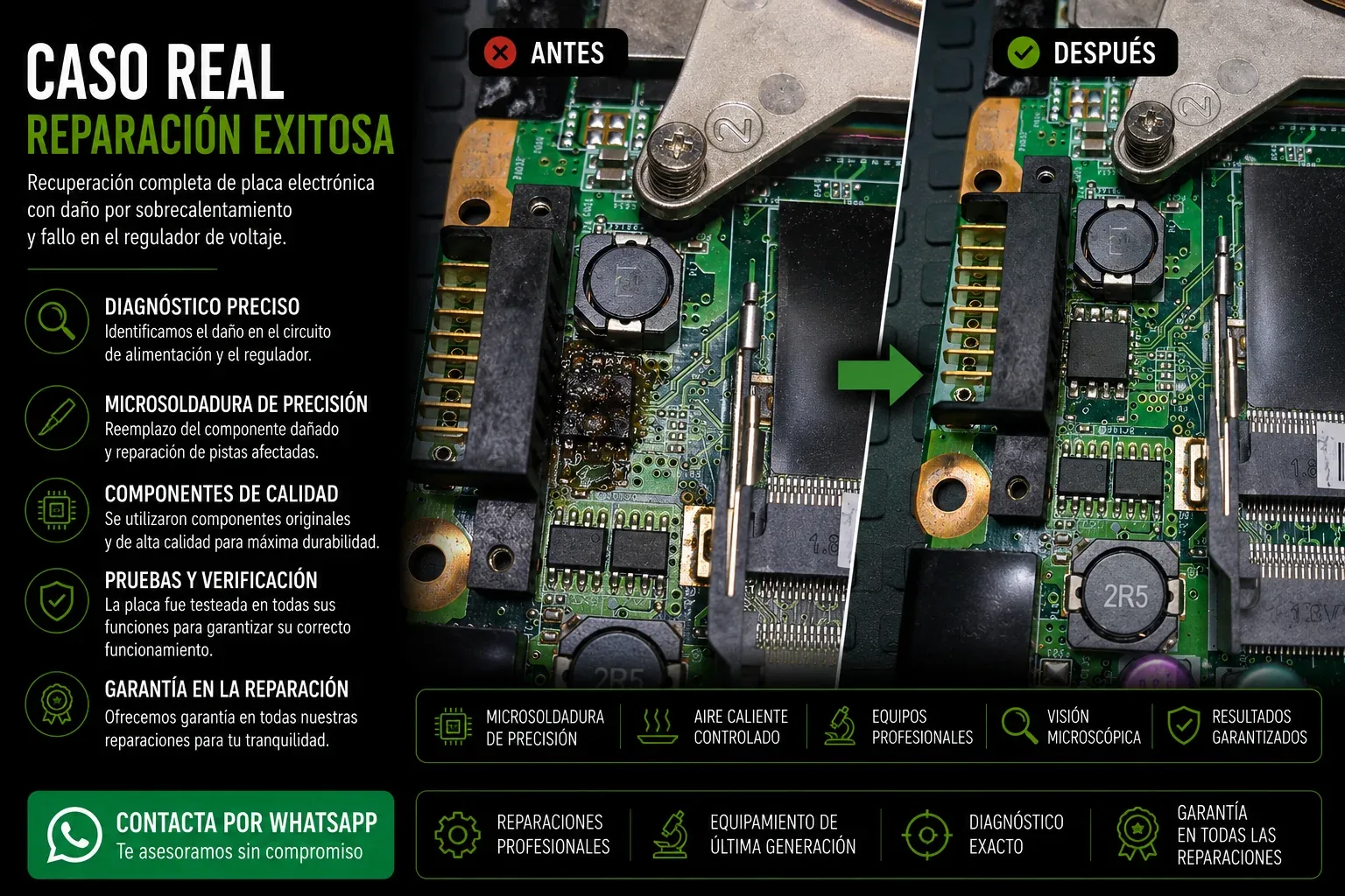 Reparación de placas base mediante microsoldadura