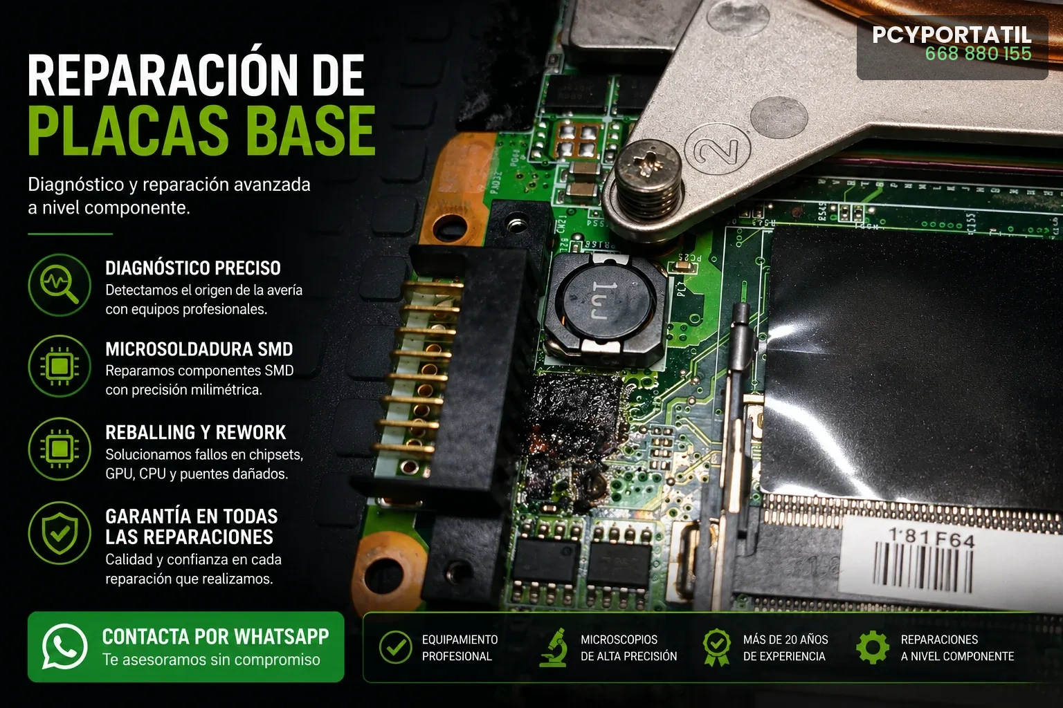 Reparación de placas base mediante microsoldadura